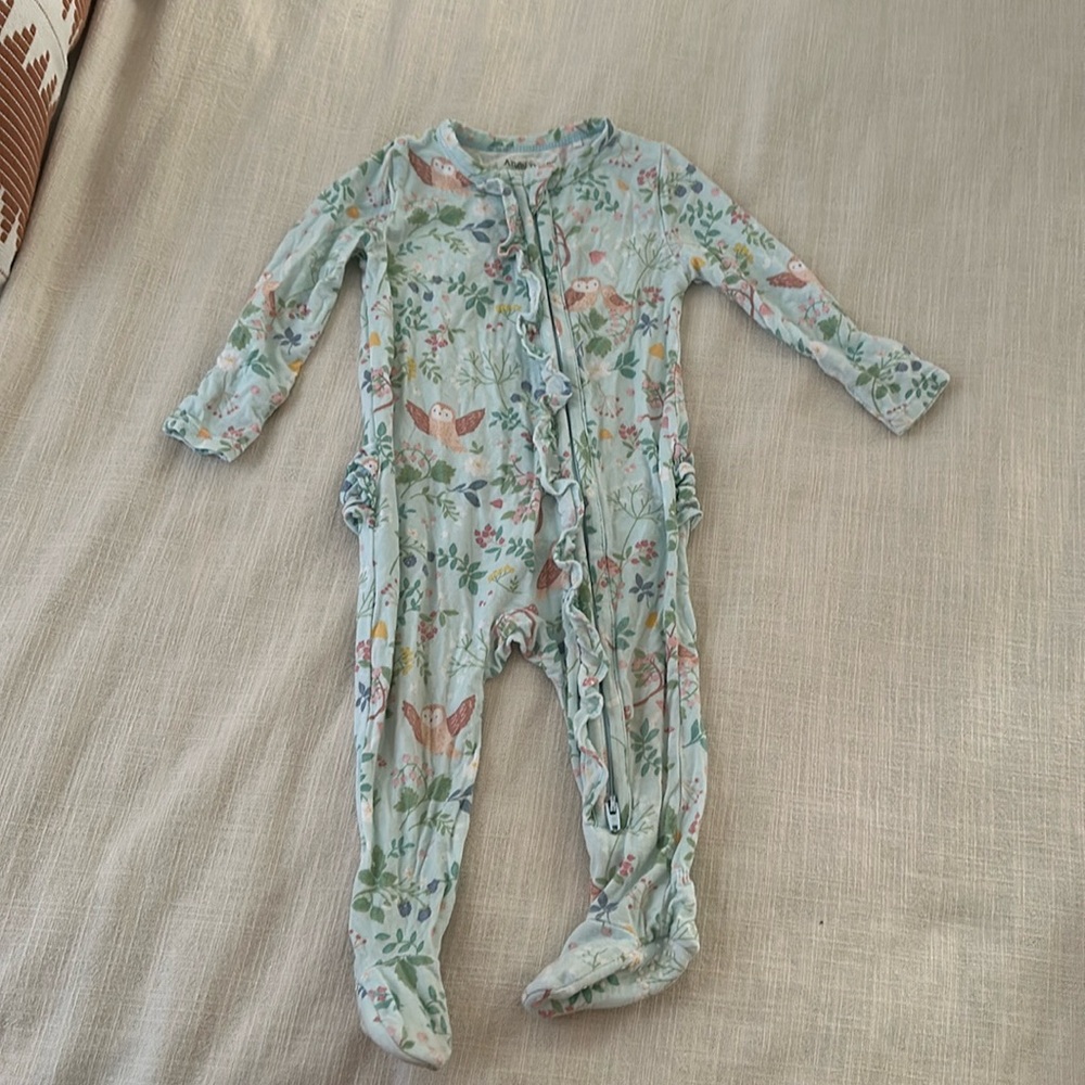 Angel dear floral ruffle footie pajamas